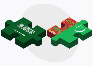 Suudi Arabistan ve Türkmenistan bayrakları