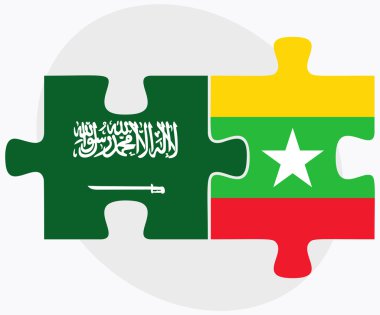Suudi Arabistan ve Myanmar bayrakları