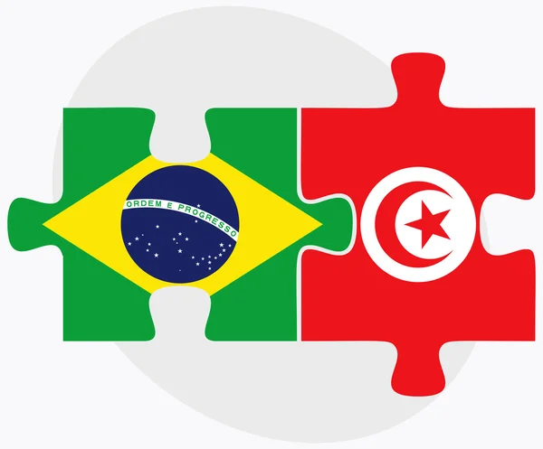 Drapeaux Brésil et Tunisie — Image vectorielle
