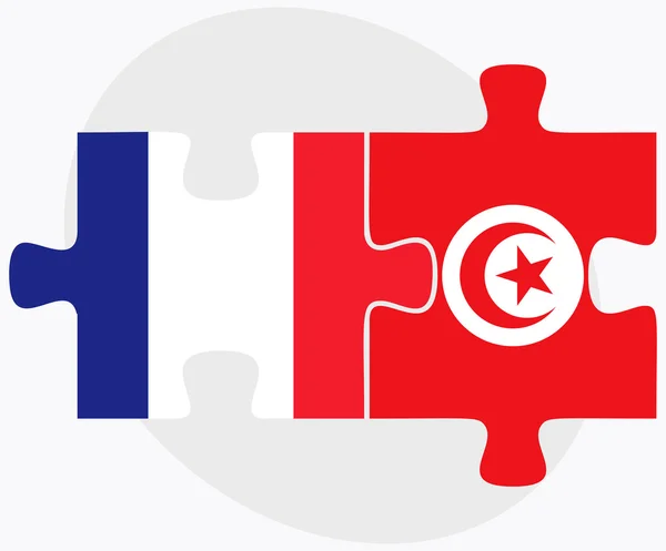 法国和突尼斯国旗 — 图库矢量图片