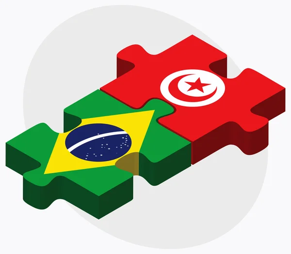 Brazilië en Tunesië vlaggen — Stockvector