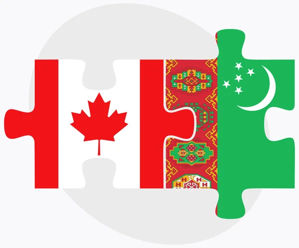 Canada and Turkmenistan Flags — Stock Vector