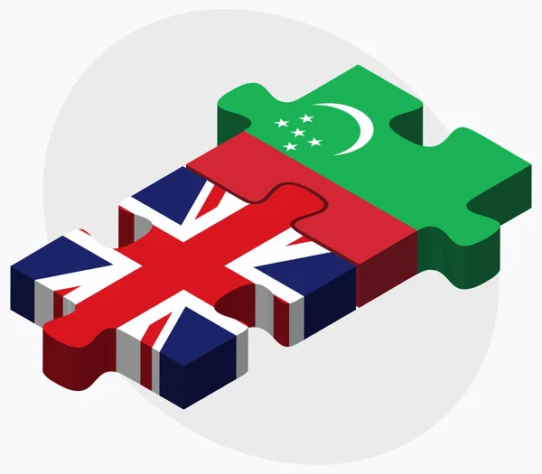 Banderas del Reino Unido y Turkmenistán — Archivo Imágenes Vectoriales