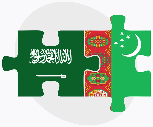 Saudi Arabia and Turkmenistan Flags — Stock Vector