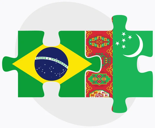 Brazilië en Turkmenistan vlaggen — Stockvector