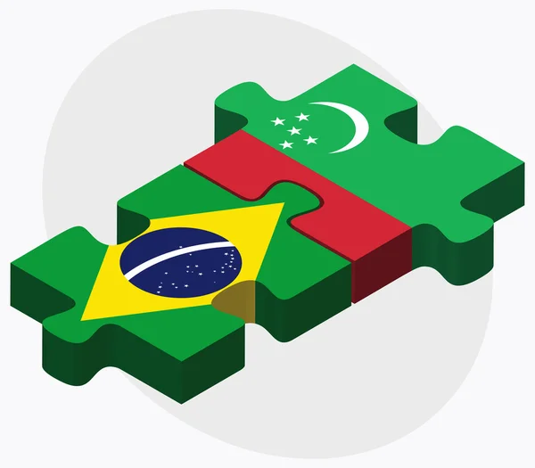 Brezilya ve Türkmenistan bayrakları — Stok Vektör