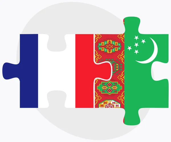 Drapeaux de France et du Turkménistan — Image vectorielle