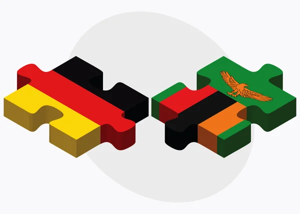 Banderas de Alemania y Zambia en rompecabezas — Archivo Imágenes Vectoriales