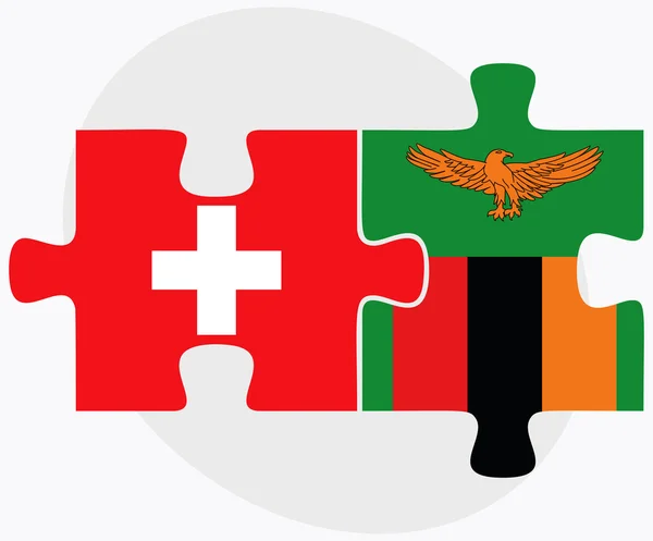 Szwajcaria i Zambii flagi — Wektor stockowy