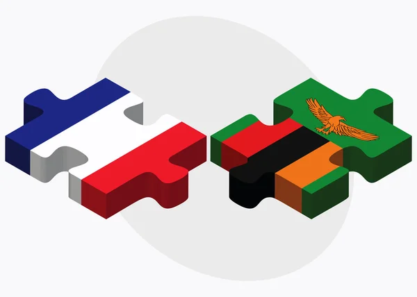 Frankrike och Zambia flaggor — Stock vektor