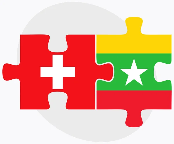 Švýcarsko a Myanmar příznaky — Stockový vektor