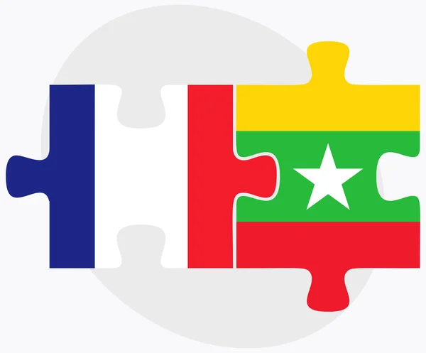 Franciaország és Mianmar zászlók — Stock Vector