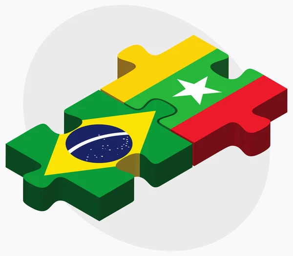 Brazil and Myanmar Flags — Stock Vector