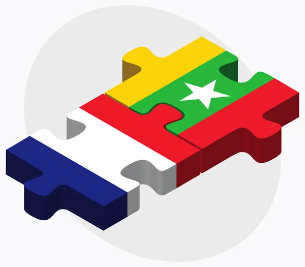 Banderas de Francia y Myanmar — Archivo Imágenes Vectoriales