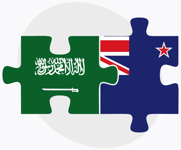 Saudi Arabia and New Zealand Flags — Stock Vector