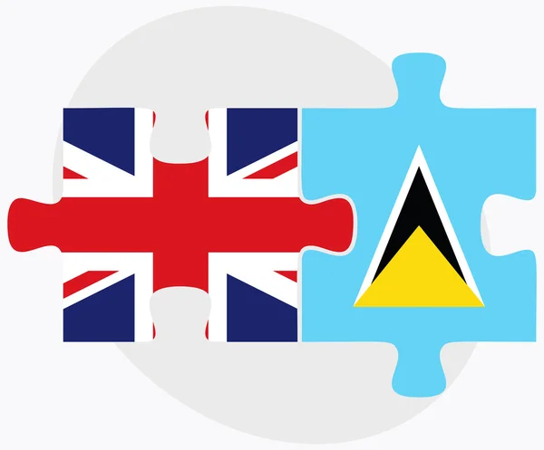 United Kingdom and Saint Lucia Flags — Stock Vector