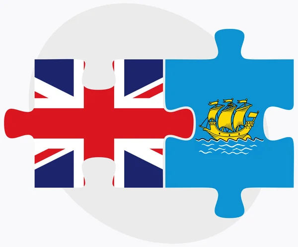 Banderas del Reino Unido y San Pedro y Miquelón — Archivo Imágenes Vectoriales