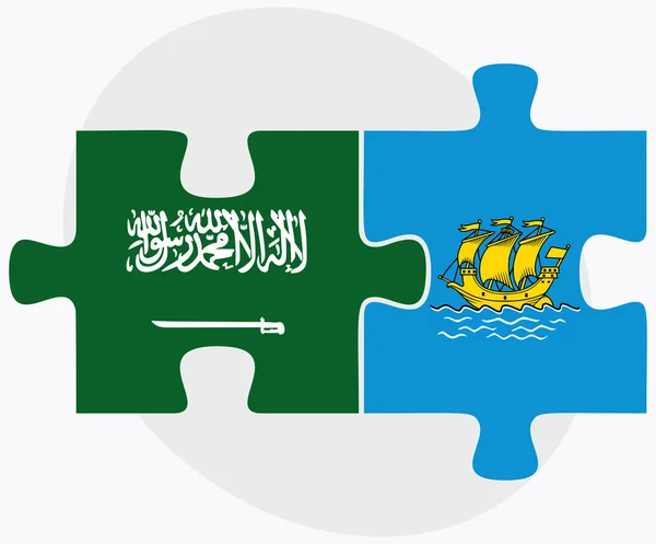 Saudiarabien och Saint Pierre och Miquelon flaggor — Stock vektor
