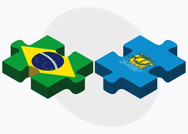 Βραζιλία και Pierre Αγίου και Μικελόν σημαίες — Διανυσματικό Αρχείο
