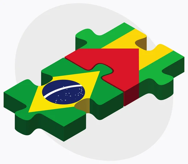 Banderas de Brasil y Santo Tomé y Príncipe — Archivo Imágenes Vectoriales