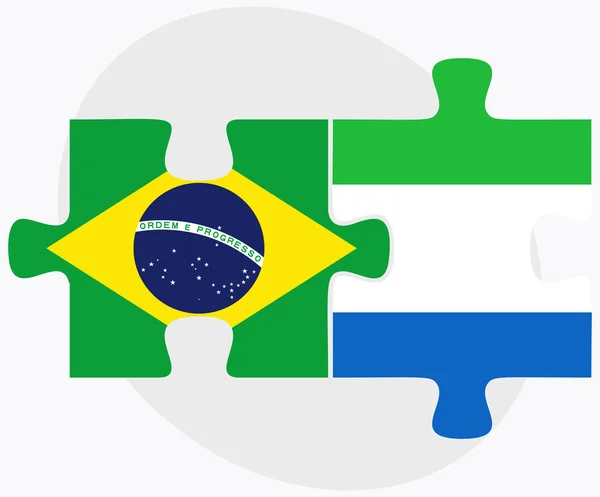 Brazilië en Sierra Leone vlaggen — Stockvector
