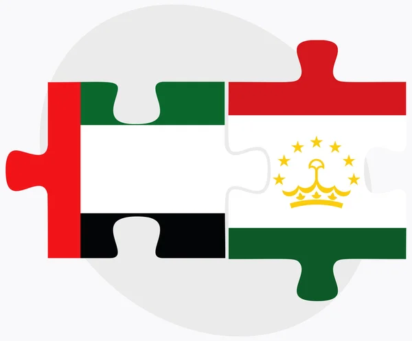 Bandeiras dos Emirados Árabes Unidos e do Tajiquistão — Vetor de Stock