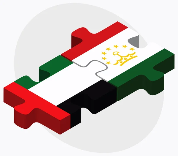 Zjednoczone Emiraty Arabskie i Tadżykistan flagi — Wektor stockowy