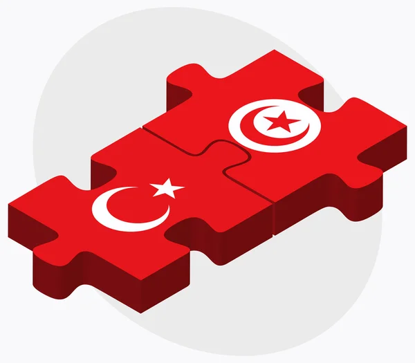 Bendera Turki dan Tunisia - Stok Vektor