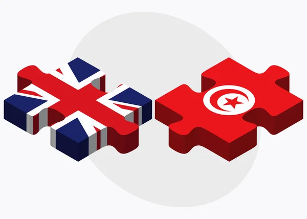 Banderas del Reino Unido y Túnez — Vector de stock