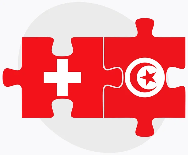 Zwitserland en Tunesië vlaggen — Stockvector