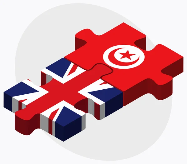 Verenigd Koninkrijk en Tunesië vlaggen — Stockvector