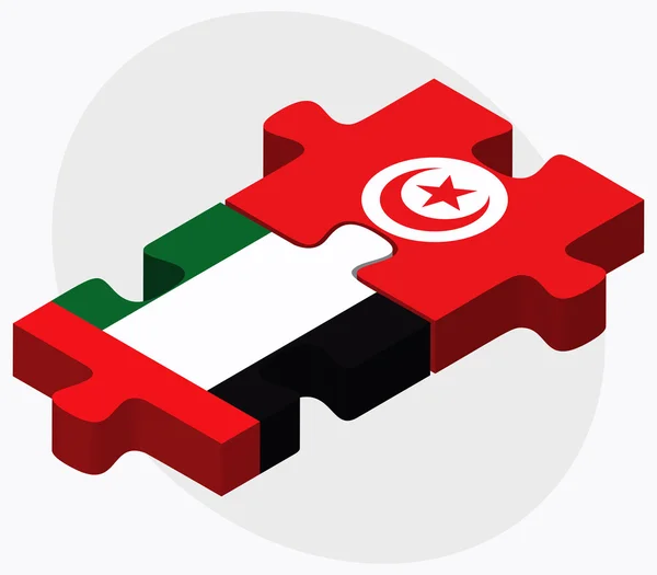 Émirats arabes unis et Tunisie Drapeaux — Image vectorielle