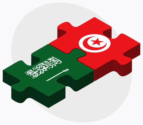 Suudi Arabistan ve Tunus bayrakları — Stok Vektör