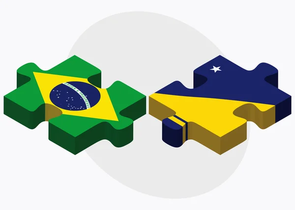 Brazil and Tokelau Flags — Stock Vector
