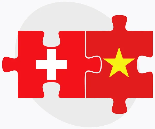 Flag Swiss dan Vietnam - Stok Vektor