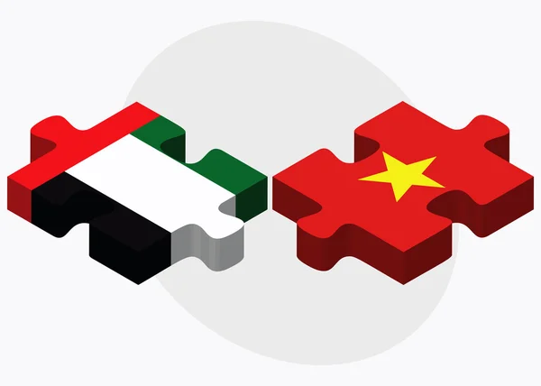Vereinte arabische Emirate und vietnamesische Flaggen — Stockvektor