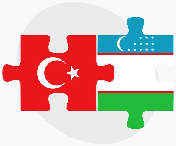 Turkiet och Uzbekistan flaggor — Stock vektor