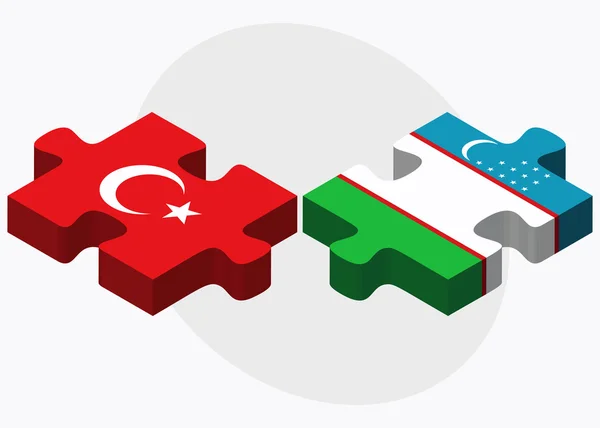 Türkiye ve Özbekistan bayrakları — Stok Vektör