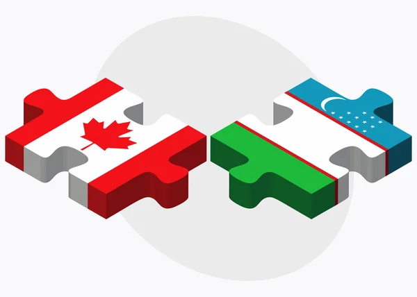 Banderas de Canadá y Uzbekistán — Archivo Imágenes Vectoriales