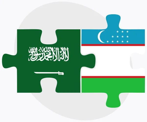 Saudi Arabia and Uzbekistan Flags — Stock Vector