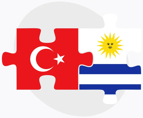 Turkey and Uruguay Flags — Stock Vector