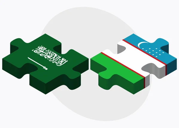 Saudiarabien och Uzbekistan flaggor — Stock vektor