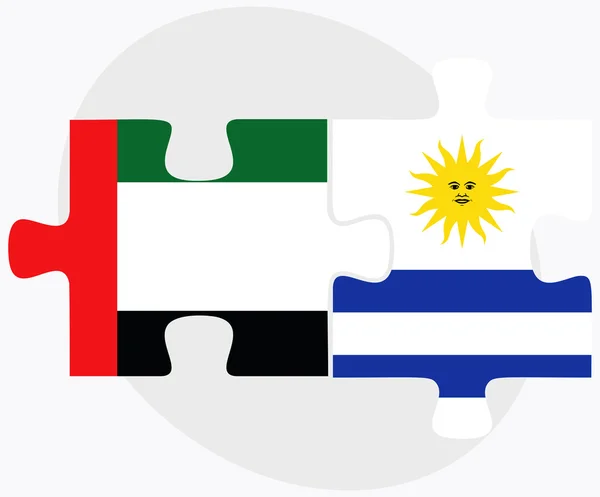 United Arab Emirates and Uruguay Flags — Stock Vector