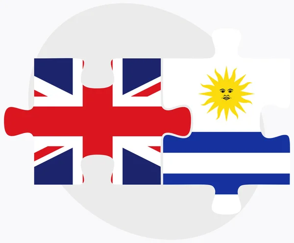 Banderas del Reino Unido y Uruguay — Vector de stock