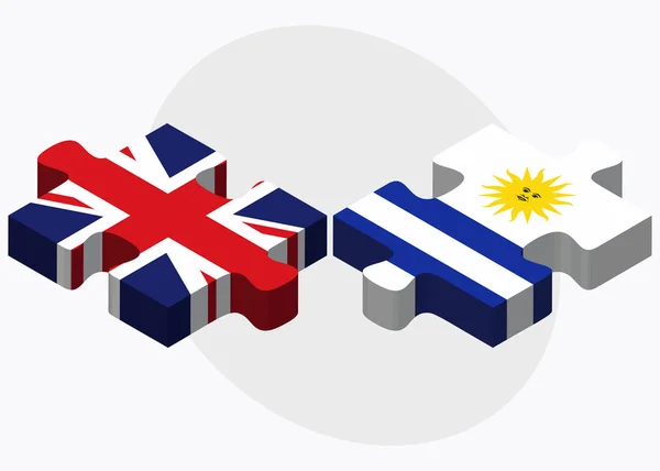 Birleşik Krallık ve Uruguay bayrakları — Stok Vektör