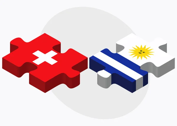 Banderas de Suiza y Uruguay — Vector de stock