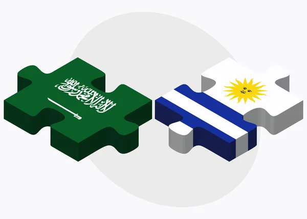 Saoedi-Arabië en Uruguay vlaggen — Stockvector
