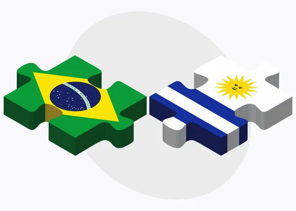 Banderas de Brasil y Uruguay — Archivo Imágenes Vectoriales