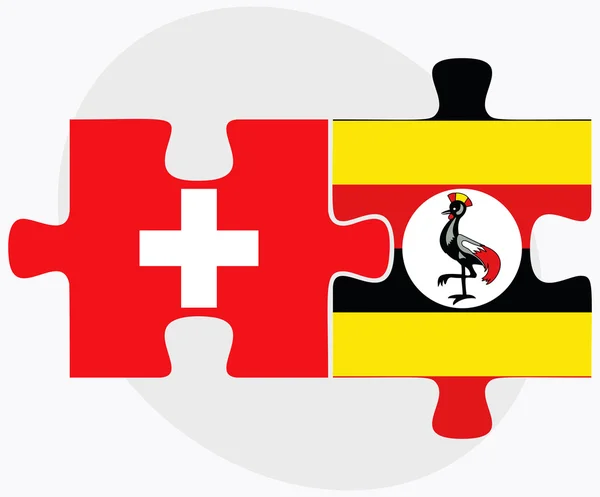 Schweiz och Uganda flaggor — Stock vektor