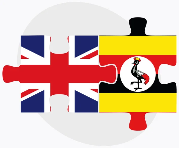 United Kingdom and Uganda Flags — Stock Vector